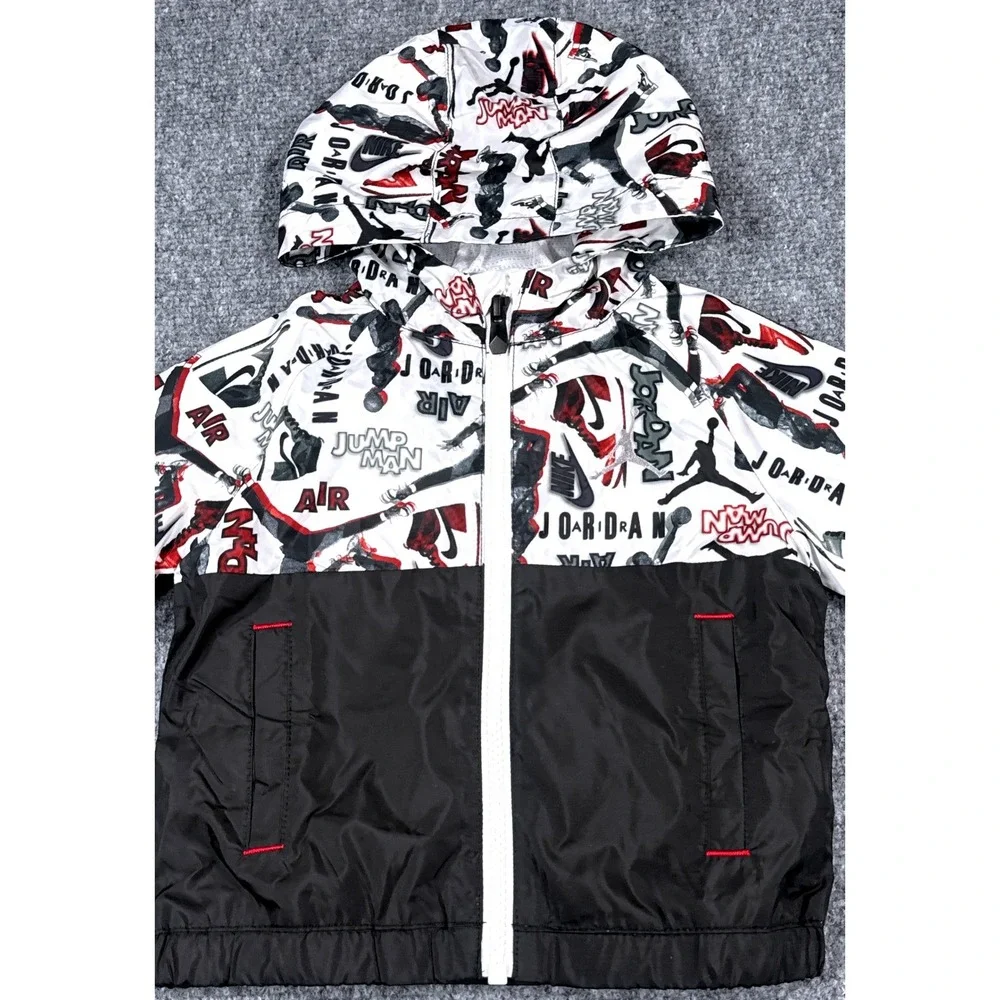Jordan Jumpman Toddler 18 Month Windbreaker Jacket Black White Red NWT